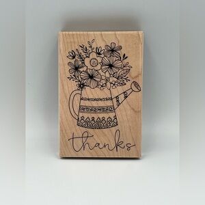 Recollections - Mounted on Wood - Ink Stamp - Thanks with Watering Can - New